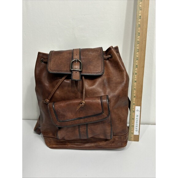 Fossil Genuine Leather Long Live Vintage 1954 Bucket Backpack Brown Key Charm - Picture 6 of 16